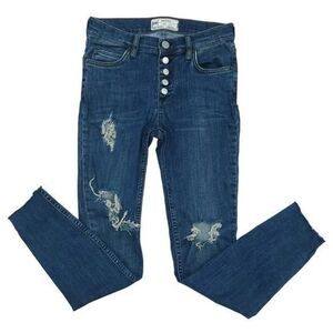 Free People Reagan Destroyed Skinny Ankle Jeans Size 25
